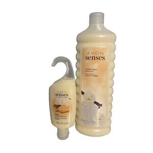 Avon Senses Vanilla Cream Bubble Bath & Shower Gel Set New